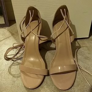 Nude wrap around heels